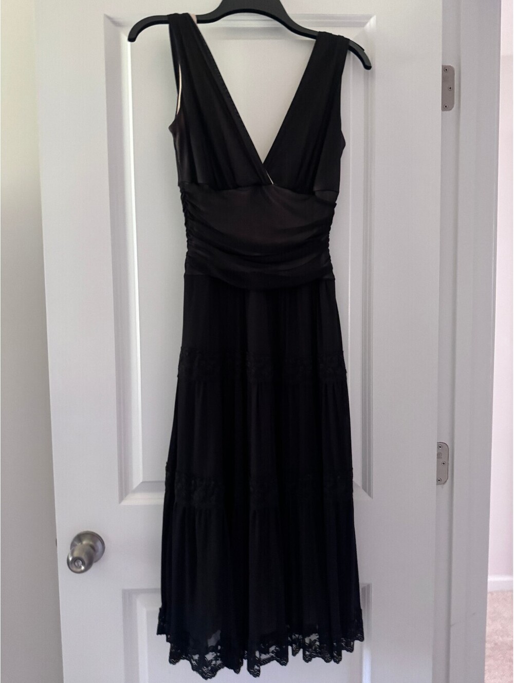 Arden B black sleeveless lace hem dress